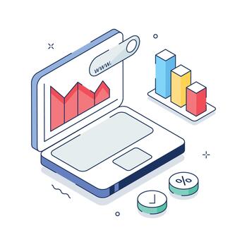 un visualmente atractivo isométrica estilo ilustración de alternativa datos, mercado datos vector