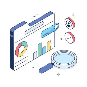 un cautivador isométrica ilustración de web analítica en editable estilo vector