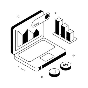 un visualmente atractivo isométrica estilo ilustración de alternativa datos, mercado datos. vector