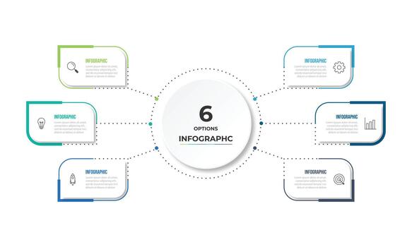 infographic label design with circle infographic template design and 6 options or steps. vector