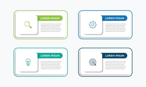 Business infographic design template with 4 options, steps or processes. Can be used for workflow layout, diagram, annual report, vector