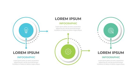 Timeline infographic design with circle for business template. 3 steps vector
