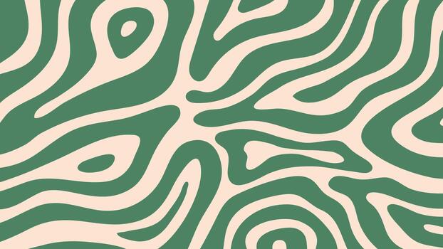 Green abstract pattern featuring wide, curved, flowing waves in a trendy 60s,70s retro style. vector