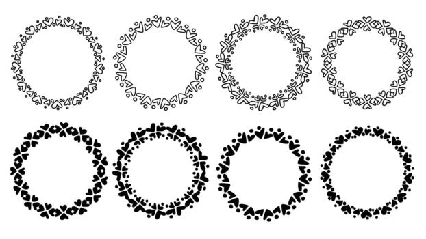 Heart and Geometric Pattern Circular Frames vector