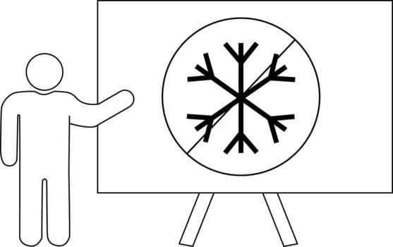 persona puntos a un presentación tablero con un tachado copo de nieve símbolo vector