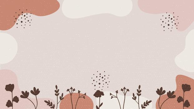 Simple banner background featuring hand drawn botanical line art with abstract organic shapes in earthy boho tones and soft grunge texture. vector
