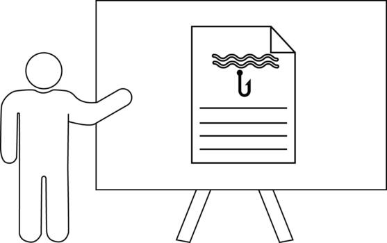 A simplified figure presents a document with waves a hook and lines on a stand vector