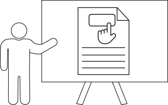 persona regalos documento con botón en caballete contornos solamente vector