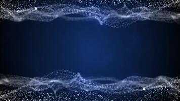 looping blå partikel vågor inramning tömma Centrum i abstrakt rörelse . video