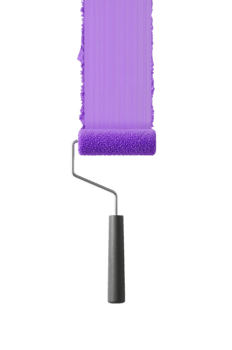 Vibrant lavender paint application with roller creating artistic and creative wall design idea png