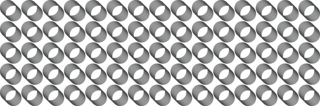 Seamless abstract cylinder pattern wallpapers. Geometric loop shapes, modern monochrome background, repetitive optical illusion design. vector