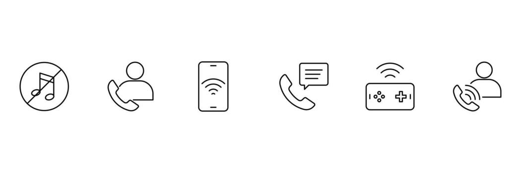Phone line icon set. Contact icons set. Tele communication or communication symbol. Containing contact, calling, communication, call, message, smartphone, and more. vector