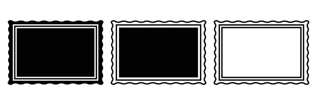 rectángulo foto marco línea y sólido icono colocar. garabatear mano dibujado marcos icono colocar. linda ondulado frontera recopilación. sencillo bosquejo decoración para saludo tarjetas retro foto marco. vector