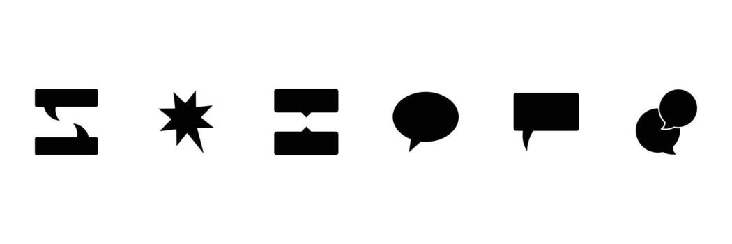 Popup bubble solid icons. Ideal for modern communication, dialog popups, Speech bubble, speech balloon, chat bubble icons. vector