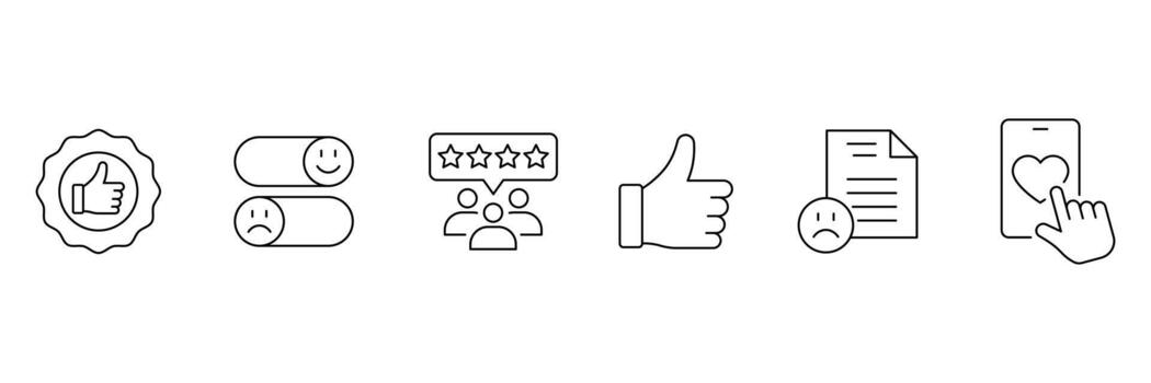 Customer Satisfaction line Icon set. Feedback set of web icons in line style. Related icons to experience, five stars, review, and more icon. vector