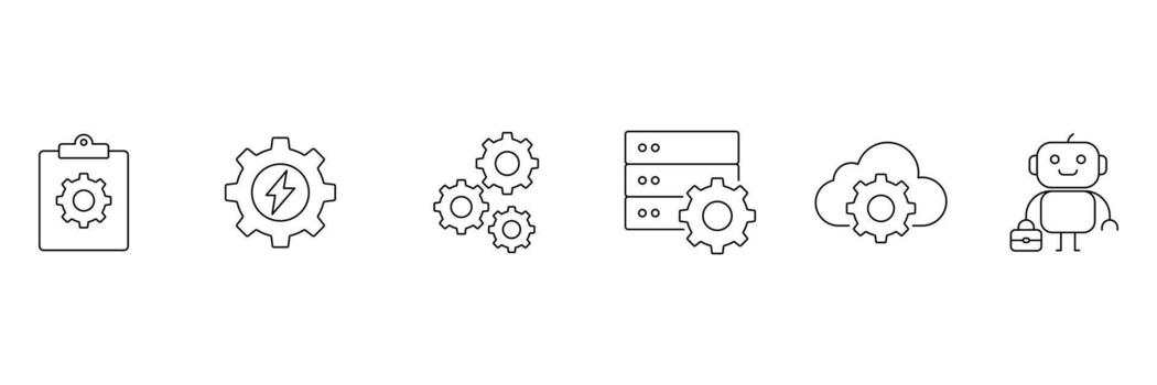 negocio automatización línea icono. Procesando mejoramiento icono para negocio. íconos para análisis, gestión, crecimiento, y eficiencia. vector