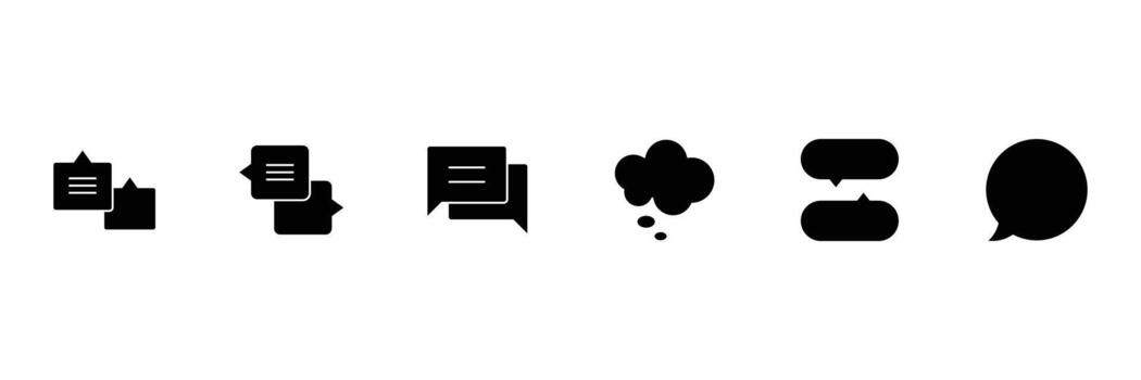 Popup bubble solid black icons. Ideal for modern communication, dialog popups, Speech bubble, speech balloon, chat bubble and digital talk bubble icons. vector