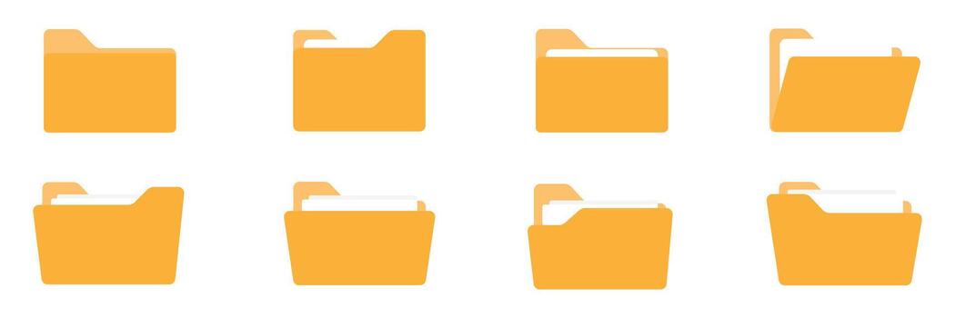 Folder icon set. File and folder web icons. Real digital folder. Open and closed folder icon. vector