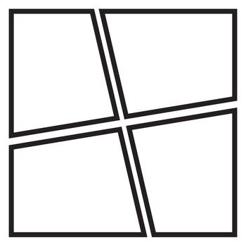 Abstract geometric square layout with bold intersecting lines, creating four distinct minimalist sections, ideal for modern graphic design and versatile visual frameworks vector