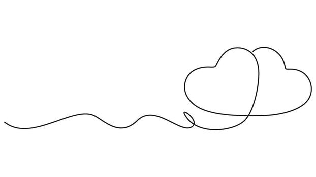 Minimalist Single-Line Drawing of a Heart-Shaped Cloud with a Continuous Flow of Soft Curves and vector