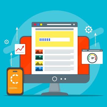 Website loading process on devices vector