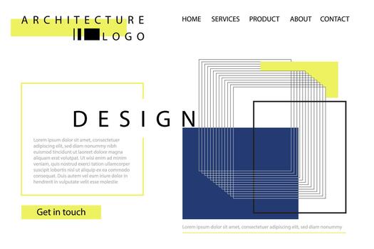 Website page about to architecture with square design on white background. vector