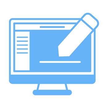 computadora lápiz plano de colores icono para editar y crear vector