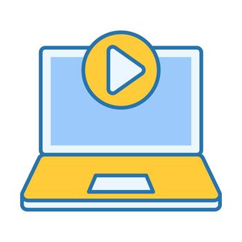 Computer Play Button Flat Colored Icon for Media Control vector