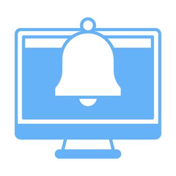 computadora campana plano de colores icono para notificación y alerta vector