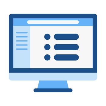 computadora opciones menú plano de colores icono para ajustes acceso vector