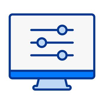 computadora filtrar botón plano de colores icono para clasificación controlar vector