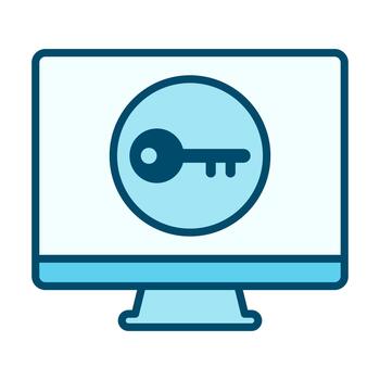 Computer Key Flat Colored Icon for Security Access vector