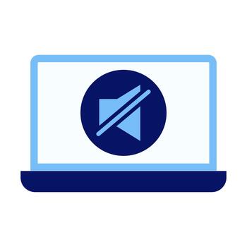 computadora mudo plano de colores icono para sonido inhabilitar vector