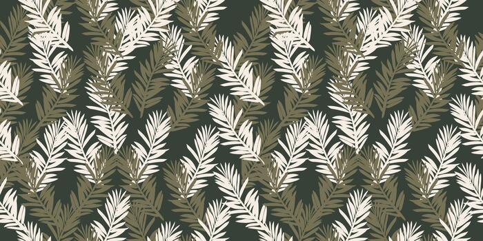Hand drawn seamless pattern with fir tree branches vector