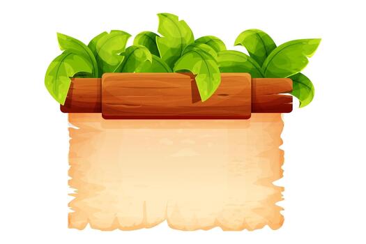 madera tablón. con pergamino papel antiguo vacío marco, firmar, juego interfaz ui menú o mapa. letrero, huésped panel. antiguo Desplazarse de madera tablero. vector