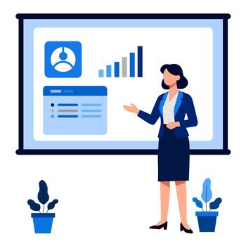 mujer de negocios presentación un presentación en un pizarron vector