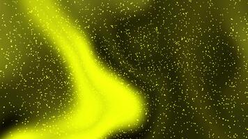 lysande abstrakt bakgrund med strömmande svart och gul lutning och gnistrande partiklar för energisk visuell design. video