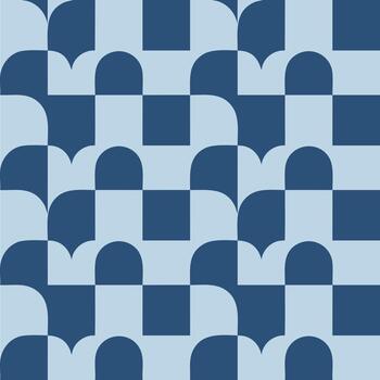 resumen geométrico modelo con azul y ligero azul cuadrícula y redondeado como un corazón formas creando un moderno sin costura antecedentes con un juguetón, dinámica sensación vector