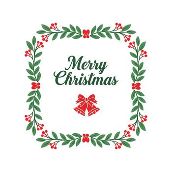 saludo tarjeta diseño de alegre Navidad, con modelo de hoja guirnalda marco vector