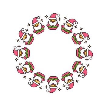 Wreath frame with Santa Clausillustration on isolated transparent background with space for text. vector