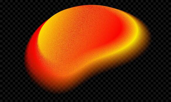 rojo y amarillo aura degradado. color gradación forma con resumen grano. borroso amanecer tresillo paleta Mancha en negro antecedentes. iridiscente 3d geométrico botón. vibrante y2k figura con resplandor y ruido vector