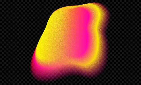 degradado aura forma en rosado y amarillo color. resumen difuminar y ruido textura con puesta de sol gradación paleta. neón granoso y2k icono. iridiscente figura en negro transparente antecedentes. fluorescente tresillo vector