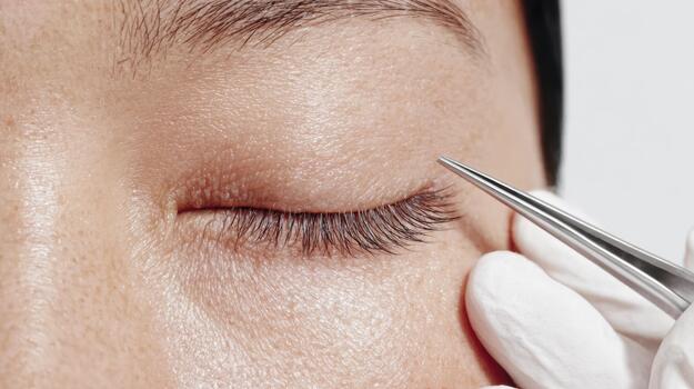 Precision eyelash extension procedure for enhancing beauty and style photo