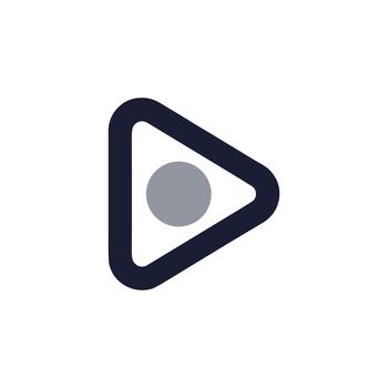 minimalista redondeado jugar botón triángulo forma con punto icono vector