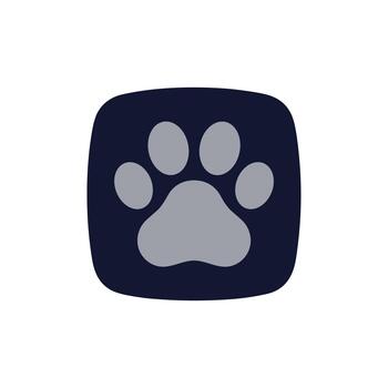 Modern Simple Rounded Paw Print Silhouette in a Square Shape Icon vector
