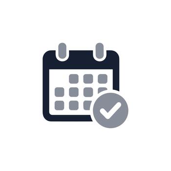 Flat Style Simple Calendar with Check Mark Icon Symbol Graphic vector