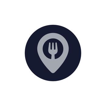 Minimalist Flat Design Fork Location Pin Pointer Navigation Icon Symbol vector