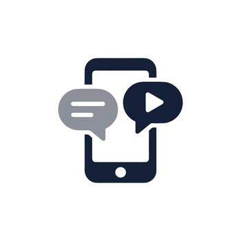 moderno plano móvil comunicación con mensaje y jugar símbolo icono vector