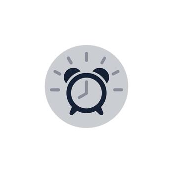 Flat Design Alarm Clock Time Reminder in Circle Shape Icon vector