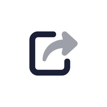 Simple Flat Design Share Icon Square Shape with Curved Arrow Symbol vector